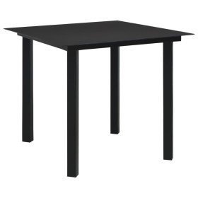 Mesa de comedor de jardín acero y vidrio negra 80x80x74 cm en Mesas de jardín | Comprar online en Foru.es