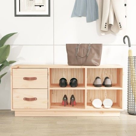 Banco zapatero madera maciza de pino 100x34x45 cm de vidaXL, Zapateros y organizadores de calzado - Ref: Foro24-820177, Preci...