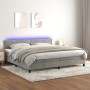 Cama box spring colchón y LED terciopelo gris claro 200x200 cm de vidaXL, Camas y somieres - Ref: Foro24-3134363, Precio: 530...