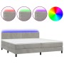 Cama box spring colchón y LED terciopelo gris claro 200x200 cm de vidaXL, Camas y somieres - Ref: Foro24-3134363, Precio: 530...