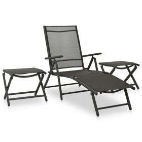 Set de muebles de jardín 3 piezas textilene aluminio negro en Conjuntos de jardín | Comprar online en Foru.es