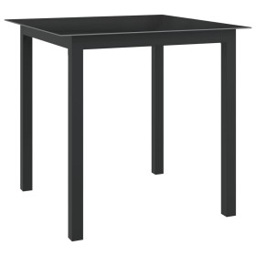 Mesa de jardín de aluminio y vidrio negro 80x80x74 cm en Mesas de jardín | Comprar online en Foru.es