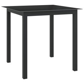 Mesa de jardín de aluminio y vidrio negro 80x80x74 cm en Mesas de jardín | Comprar online en Foru.es