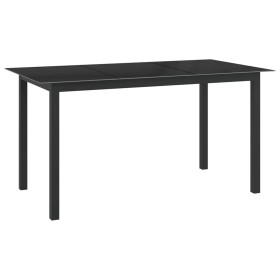 Mesa de jardín de aluminio y vidrio negro 150x90x74 cm en Mesas de jardín | Comprar online en Foru.es