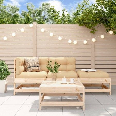 Juego de muebles de jardín 4 piezas y cojines madera maciza de vidaXL, Conjuntos de jardín - Ref: Foro24-3186025, Precio: 279...