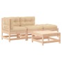 Juego de muebles de jardín 4 piezas y cojines madera maciza de vidaXL, Conjuntos de jardín - Ref: Foro24-3186025, Precio: 279...