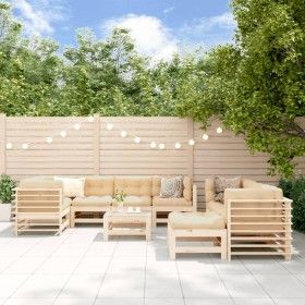 Juego de muebles de jardín 10 piezas y cojines madera maciza de vidaXL, Conjuntos de jardín - Ref: Foro24-3186095, Precio: 89...