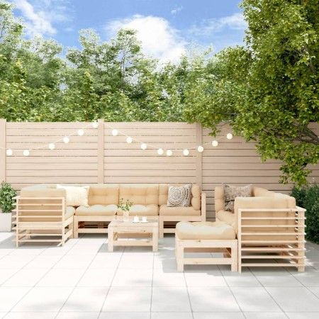 Juego de muebles de jardín 10 piezas y cojines madera maciza de vidaXL, Conjuntos de jardín - Ref: Foro24-3186095, Precio: 89...