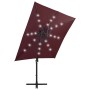 Sombrilla jardín voladiza palo y luces LED rojo burdeos 250 cm en Sombrillas | Comprar online en Foru.es