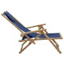 Silla de relax reclinable de bambú y tela azul marino en Sillas de jardín | Comprar online en Foru.es