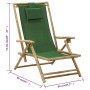 Silla de relax reclinable de bambú y tela verde en Sillas de jardín | Comprar online en Foru.es