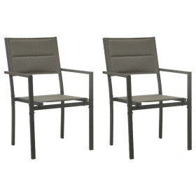 Sillas de jardín 2 unidades acero y textilene gris y antracita en Sillas de jardín | Comprar online en Foru.es