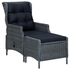 Silla de jardín reclinable con reposapiés ratán PE gris oscuro en Sillas de jardín | Comprar online en Foru.es