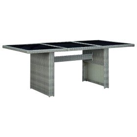Mesa de jardín de ratán sintético y vidrio templado gris claro en Mesas de jardín | Comprar online en Foru.es