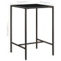 Mesa alta de jardín ratán sintético y vidrio marrón 70x70x110 cm en Mesas de jardín | Comprar online en Foru.es