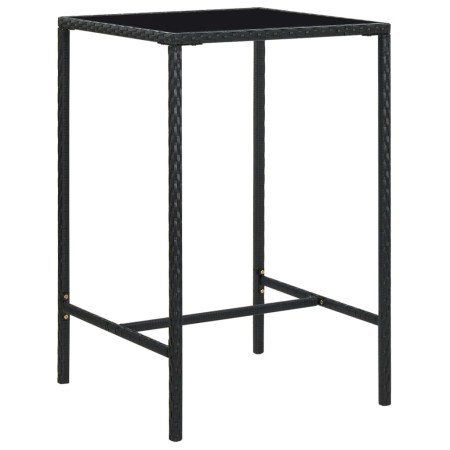 Mesa alta de jardín ratán sintético y vidrio negro 70x70x110 cm en Mesas de jardín | Comprar online en Foru.es