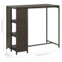 Mesa bar estante almacenaje 120x60x110cm ratán sintético marrón en Mesas de comedor | Comprar online en Foru.es