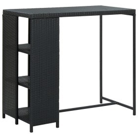 Mesa bar estante almacenaje 120x60x110cm ratán sintético negro en Mesas de comedor | Comprar online en Foru.es