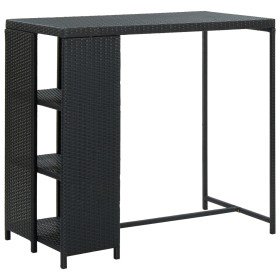Mesa bar estante almacenaje 120x60x110cm ratán sintético negro en Mesas de comedor | Comprar online en Foru.es