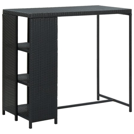 Mesa bar estante almacenaje 120x60x110cm ratán sintético negro en Mesas de comedor | Comprar online en Foru.es