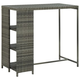 Mesa bar estante almacenaje 120x60x110cm ratán sintético gris en Mesas de comedor | Comprar online en Foru.es