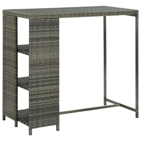 Mesa bar estante almacenaje 120x60x110cm ratán sintético gris en Mesas de comedor | Comprar online en Foru.es