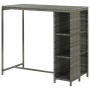 Mesa bar estante almacenaje 120x60x110cm ratán sintético gris en Mesas de comedor | Comprar online en Foru.es