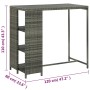 Mesa bar estante almacenaje 120x60x110cm ratán sintético gris en Mesas de comedor | Comprar online en Foru.es