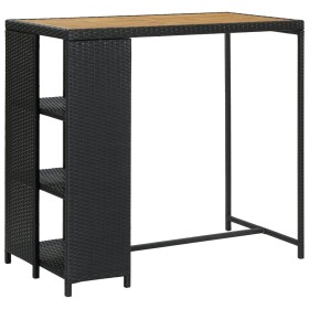 Mesa bar estante almacenaje 120x60x110 cm ratán sintético negro en Mesas de comedor | Comprar online en Foru.es