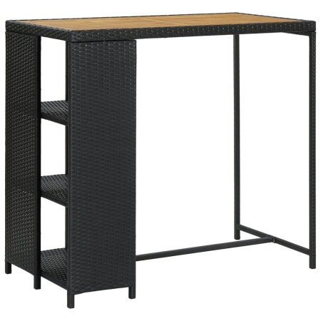 Mesa bar estante almacenaje 120x60x110 cm ratán sintético negro en Mesas de comedor | Comprar online en Foru.es