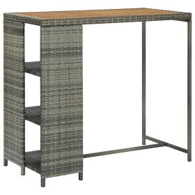 Mesa bar estante almacenaje 120x60x110 cm ratán sintético gris en Mesas de comedor | Comprar online en Foru.es