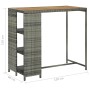 Mesa bar estante almacenaje 120x60x110 cm ratán sintético gris en Mesas de comedor | Comprar online en Foru.es