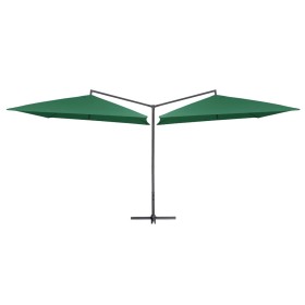 Sombrilla doble de jardín palo de acero verde 250x250 cm de vidaXL, Sombrillas - Ref: Foro24-47320, Precio: 136,16 €, Descuen...