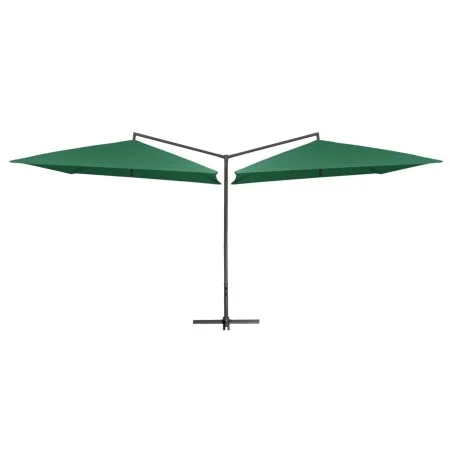 Sombrilla doble de jardín palo de acero verde 250x250 cm de vidaXL, Sombrillas - Ref: Foro24-47320, Precio: 133,57 €, Descuen...