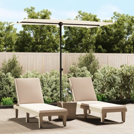 Sombrilla de jardín con palo de aluminio blanco arena 180x110cm de vidaXL, Sombrillas - Ref: Foro24-47329, Precio: 42,42 €, D...