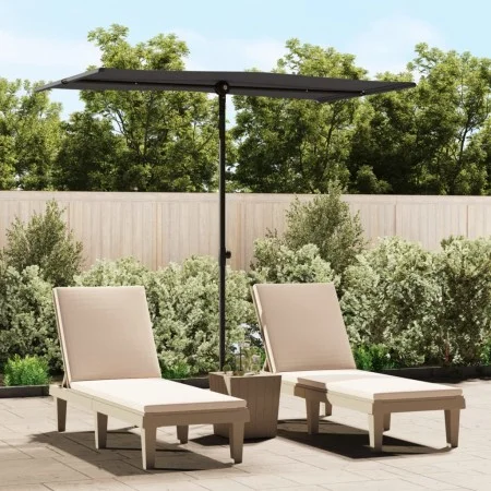 Sombrilla de jardín con palo de aluminio negro 180x110 cm de vidaXL, Sombrillas - Ref: Foro24-47334, Precio: 41,64 €, Descuen...