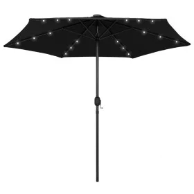 Umbrella with LED lights and black aluminum pole 270 cm by vidaXL, Umbrellas - Ref: Foro24-47358, Price: 84,70 €, Discount: %