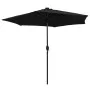 Sombrilla con luces LED y palo de aluminio negro 270 cm de vidaXL, Sombrillas - Ref: Foro24-47358, Precio: 84,70 €, Descuento: %