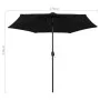 Sombrilla con luces LED y palo de aluminio negro 270 cm de vidaXL, Sombrillas - Ref: Foro24-47358, Precio: 84,70 €, Descuento: %