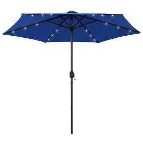 Sombrilla con luces LED y palo de aluminio azul azure 270 cm de vidaXL, Sombrillas - Ref: Foro24-47359, Precio: 88,37 €, Desc...