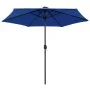 Sombrilla con luces LED y palo de aluminio azul azure 270 cm de vidaXL, Sombrillas - Ref: Foro24-47359, Precio: 88,37 €, Desc...
