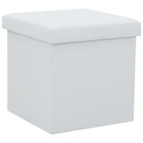 Taburete con almacenaje plegable cuero sintético blanco de vidaXL, Taburetes y sillas plegables - Ref: Foro24-247082, Precio:...