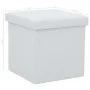 Taburete con almacenaje plegable cuero sintético blanco de vidaXL, Taburetes y sillas plegables - Ref: Foro24-247082, Precio:...