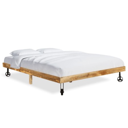 Estructura de cama de madera maciza de mango 200x200 cm de vidaXL, Camas y somieres - Ref: Foro24-285916, Precio: 152,48 €, D...