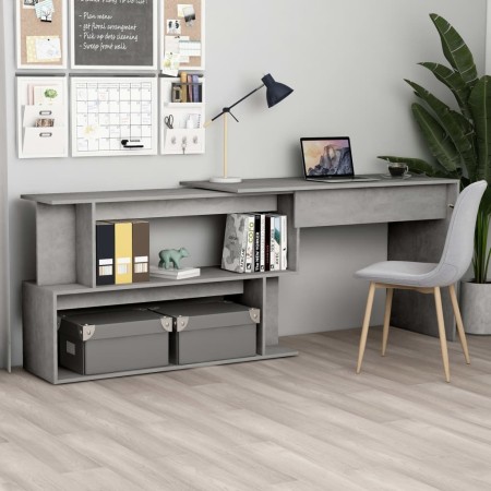 Escritorio de esquina contrachapada gris hormigón 200x50x76 cm de vidaXL, Escritorios - Ref: Foro24-801102, Precio: 109,40 €,...