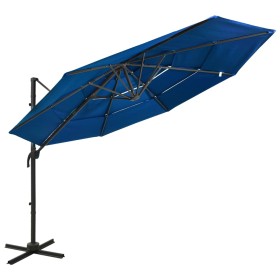 Sombrilla jardín de 4 niveles palo aluminio azul celeste 3x3 cm en Sombrillas | Comprar online en Foru.es