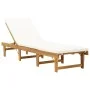 Tumbona plegable con cojín madera maciza de acacia blancocrema de vidaXL, Tumbonas - Ref: Foro24-316645, Precio: 211,07 €, De...