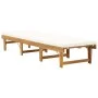 Tumbona plegable con cojín madera maciza de acacia blancocrema de vidaXL, Tumbonas - Ref: Foro24-316645, Precio: 211,07 €, De...
