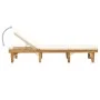 Tumbona plegable con cojín madera maciza de acacia blancocrema de vidaXL, Tumbonas - Ref: Foro24-316645, Precio: 211,07 €, De...