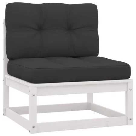 2-piece garden furniture set with white pine wood cushions by vidaXL, Modular outdoor sofas - Ref: Foro24-805756, Price: 139,...